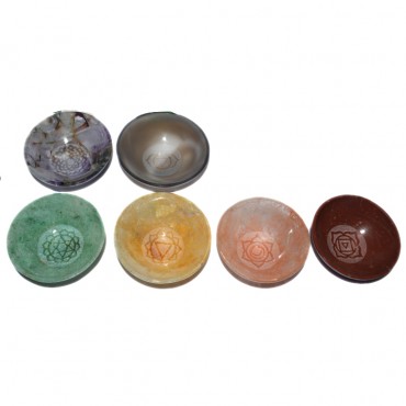 Assorted Chakra Symbol Agate Bowl Set