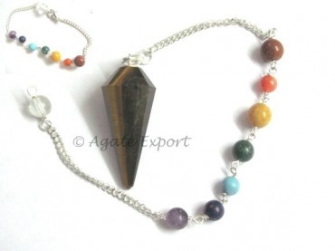 Tiger Eye Chakra Faceted Pendulums.