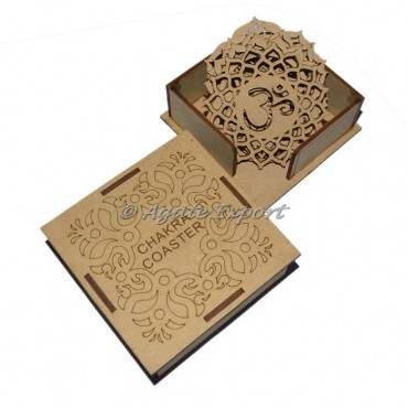 Engraved Seven Chakra Wooden Coaster Set