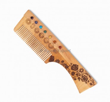 Neem Wood Comb with Chakra Symbols