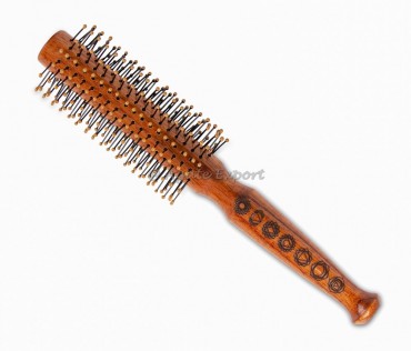 Neem Wood Round Hair Brush with Chakra Symbols