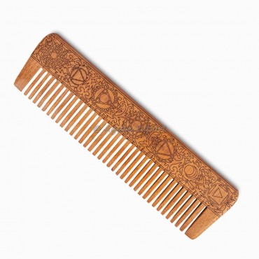 Engraved 7 Chakra Neem Wood Comb