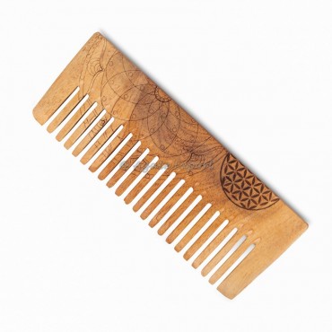 Flower Of Life And Mandala Neem Wood Comb