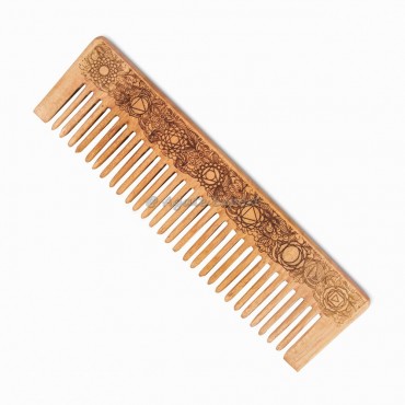 Chakra With Floral Neem Wood Comb