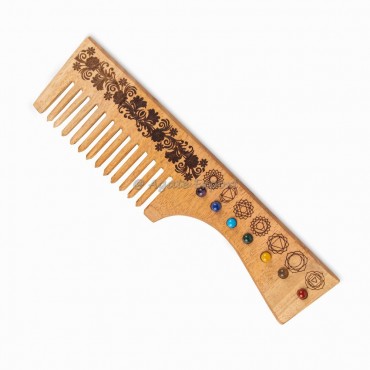 Floral Seven Chakra Need Wood Comb