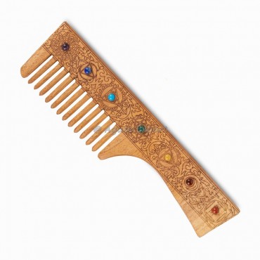 Seven Chakra Stones Wooden Comb