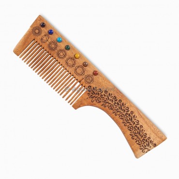 Chakra Stones Neem Wood Comb