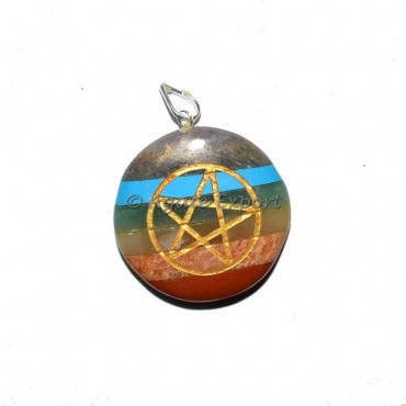 Pentagram Chakra Disc Pendants