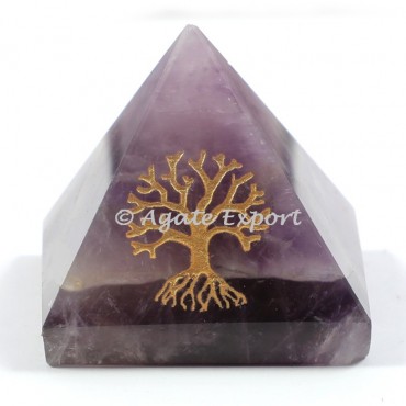 Amethyst Engraved Tree of life Pyramids