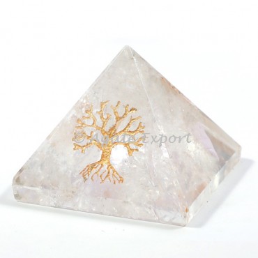 Crystal Quartz Engraved Tree of life Pyramids