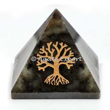 Labrodrite Engraved Tree of life Pyramids