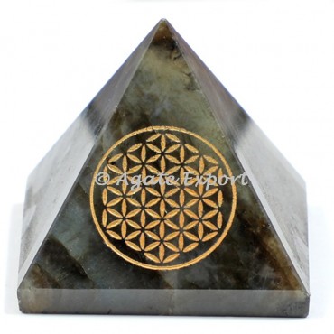 Labrodrite Engraved Flower Of life Pyramids