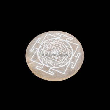 Yantra Orange Selenite Circle Round Charging Plate