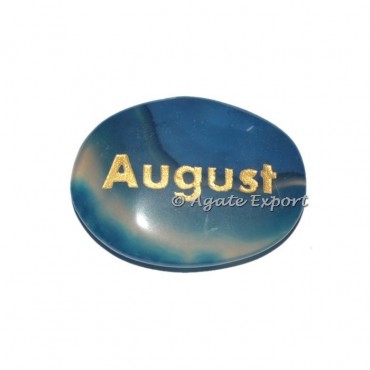 Blue Onyx Oval August  Engraved Stones