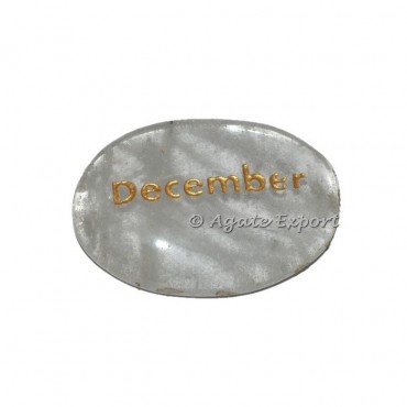 Crystal Quartz December  Word Engraved Stone