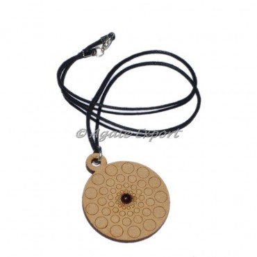 Engraved Round Design On Wooden Pendants