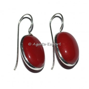 Red Onyx Oval Earrings