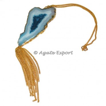 Blue Agate Slice Necklace