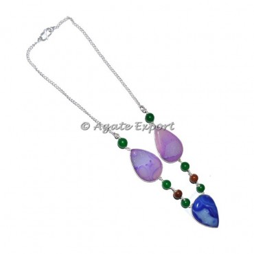 Gemstone Druzy Drop Necklace