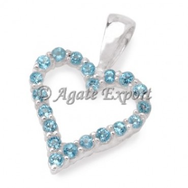 Blue Stone Heart Shape Pendants