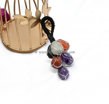 Assorted Gemstones Silver Wired Tumbled Hanging for Home And Door