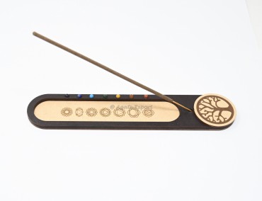 Tree of Life and Chakra Symbols With Bead Incense Holder