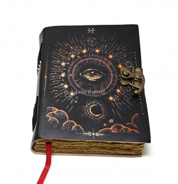 Mystic Eye Leather Journal with Vintage Lock Closure