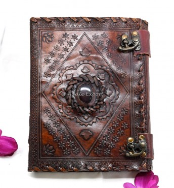 Leather Journal with Embossed Floral Mandala Design