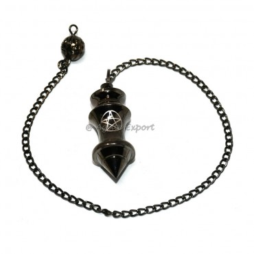 Drop Pentagram Engraved Metal Pendulum