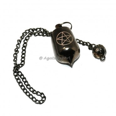 Plain Drop Pentagram Engraved Metal Pendulum