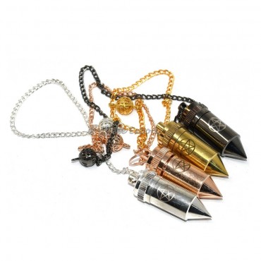 Openable Bullet Engraved Pentagram Metal Pendulum