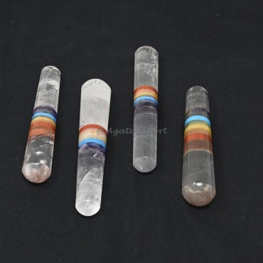 Crystal Quartz With 7 Chakra Bonded Massage Wand