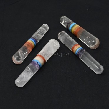 Crystal Quartz With 7 Chakra Bonded Massage Wand