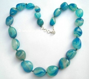 Blue Onyx Tumbled Stone Necklace.