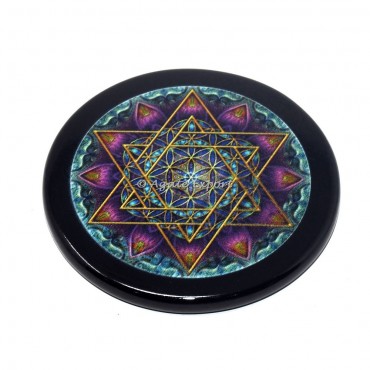 Merkabah Star Black Agate Coaster