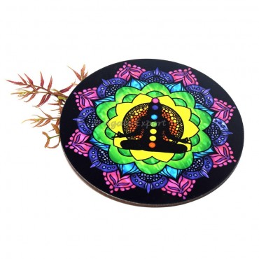 7 Chakra Mandala With Buddha Printed MDF Coaster