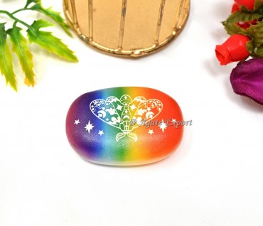 Butterfly Engraved Rainbow Selenite Palm Stone