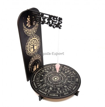 Lotus Triple Moon Pendulum Holder with Pendulum Board