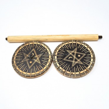 Celestial Pentagram with Radiant Patterns Wooden Pendulum Holder