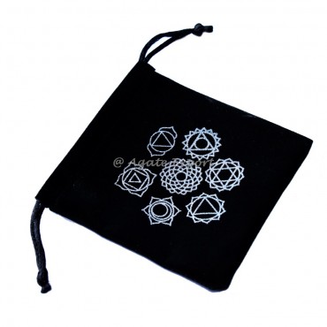 Seven Chakra Symbols Silver Printed Pouch