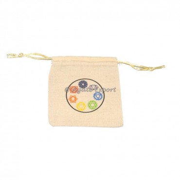 7 Chakra Round Printed Cotton Pouch