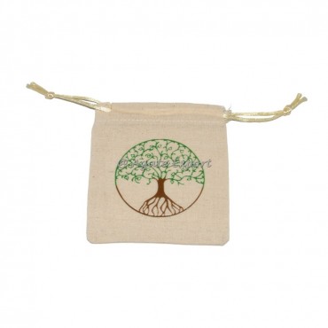 Tree of life green printed pouch