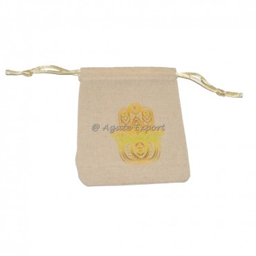 Hamsa Symbol Yellow Print Cream Pouch