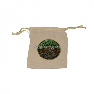 Tree Of life Green Printed Pouch