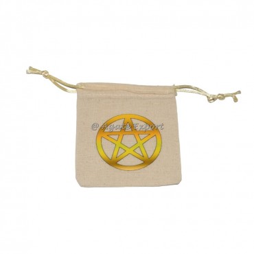 Pentagram Yellow printed cotton pouch