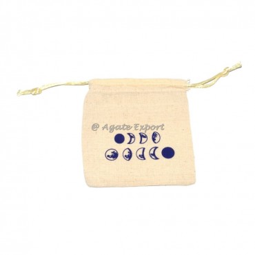 Moon Phase Blue Printed Pouch