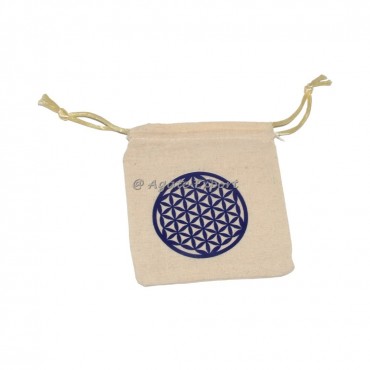 Flower of life blue printed pouch