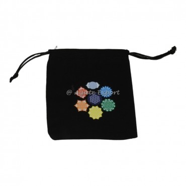 7 Chakra Printed Flower of life black cotton pouch