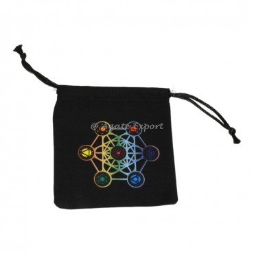 Metatron Printed Black Cotton Pouch