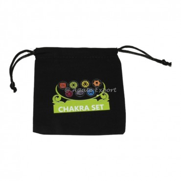 7 Chakra Printed Black Cotton Pouch